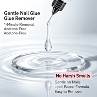Penghapus Lem SemiSolid Nail Art dengan Nozzle Runcing, Kit Portabel untuk Tekan Kuku Gel, Cepat Kering, Tidak Perlu Lampu UV