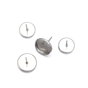 Stainless Steel Disc Earring <b>Post</b> <b>Round</b> Base For Earring Making Jewelry Findings Components - Product Image 2