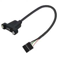 Cable adaptador de 20 cm con conector hembra tipo C blindado para montaje en panel, con orificios para tornillos, 9 pines, USB 2.0, para placa base (conductor de cobre)