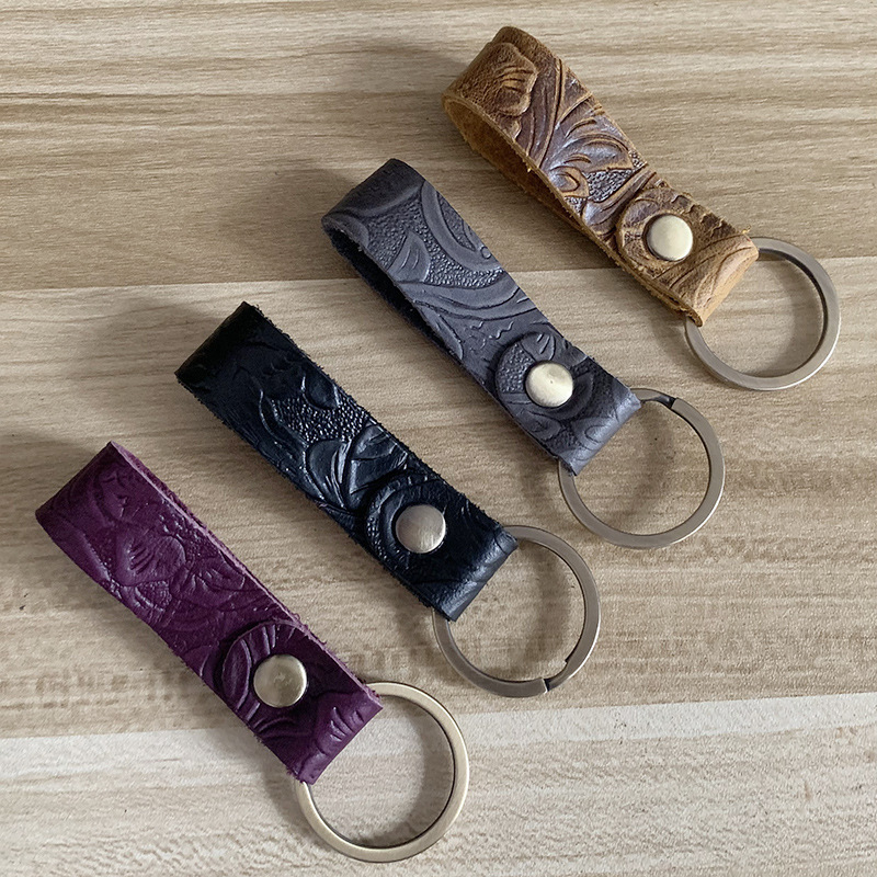 Premium Custom Vintage Cowhide Keychain Genuine