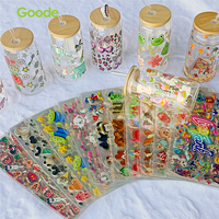 Goode Celebrity Figure Idol UV DTF pour enveloppes de tasses à motifs de dessins animés, gobelets en verre 16oz 24oz, étiquettes 3D vernies haute viscosité, vente en gros