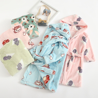 Peignoir en flanelle thermique unisexe confortable avec capuche pour l'automne, design de dessin animé mignon, vêtements de nuit pour bébé garçon et fille
