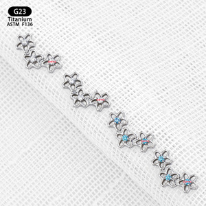Flower <b>Stud</b> Earrings F136 <b>Titanium</b> 11.4mm Blue Zircon Inlay Claw Setting Jewelry - Product Image 3