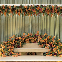 Chemin de table de banquet de luxe vert sauge royal en mousse, roses et hortensias, 200x40cm, fournitures de décoration de mariage, fleurs de sol pour mariage