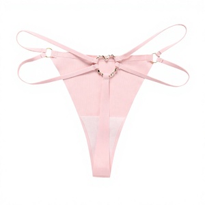 Women Pink Sexy Heart <b>Ring</b> Thong Panties Solid Double Straps Low Waist T-Back Underwear Breathable Seamless Panties for Women - Product Image 4