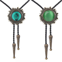Cravate Bolo en pierres précieuses transfrontalière, cordon de cou en autres matériaux, style cowboy américain pour homme