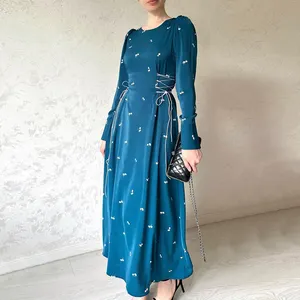 2024 Wholesale Islamic Ramadan EID Modest Dubai Abaya For Girl Luxury Robe Waist Belt Design Muslim Women Hijab Dress Abaya