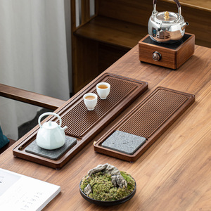 Bamboo Tea Tray Household Tea Set Drainage Water Storage Dual Use Japanese Minimalist Style Flat <b>Mats</b> Pads - Product Image 1
