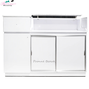 Nhà cung cấp chuyên nghiệp thiết kế thẩm mỹ viện Bàn Quầy kính hiện đại hiển thị bàn tiếp tân với logo - Product Image 3