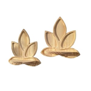 Solid Wood Wall Mounted <b>Shelf</b> Lotus Shape Decorative Storage <b>Rack</b> For Living Room Aromatherapy Display - Product Image 4