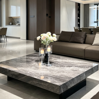 Table basse rectangulaire en marbre haut de gamme, style moderne italien, écologique, durable, minimaliste, pour salon.