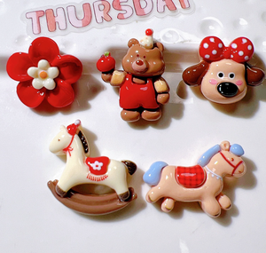 Декоративные элементы из смолы: кабошоны в форме медведя, лошади, деревянные фигурки, для дизайна ногтей, аксессуары для рукоделия, заколки для волос, украшения для чехлов для телефонов - Product Image 3