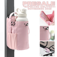 Sac de sport magnétique SHQC en nylon imperméable avec poche zippée pour téléphone, bandoulière, écologique, antidérapant, réglable, pour bouteille d'eau, rose