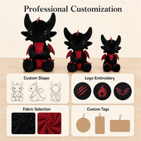 Peluche Dragon Personnalisée en Gros, Jouet en Peluche Mignon, Poupée en Fourrure Noire, Cadeau d'Halloween, Jouets en Peluche Doux