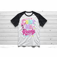 Nouveautés pour la rentrée scolaire : transferts thermocollants DTF avec motif « Color Me Ready » pour vêtements d'enfants.
