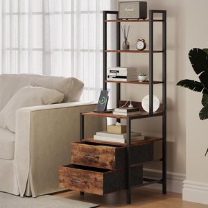 Multifunctional <b>tall</b> bedside <b>table</b> with rechargeable storage and 5 drawers; minimalist modern bedroom bookshelf; cross-border - Product Image 1