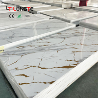 Longte OEM / ODM, conception personnalisée, revêtement UV, plaque de marbre en PVC, panneau mural en PVC haute densité, imitation marbre