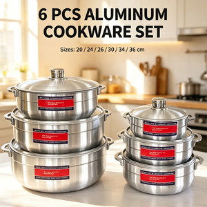 Aluminium kookgereiset 12-delig, grote kookpottenset, soepkookpottenset, aluminium kookpot - Product Image 1