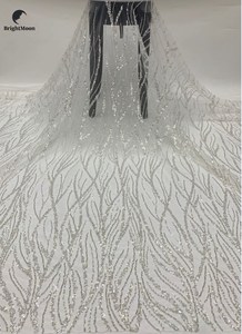 Pháp Tulle lưới polyester ren sang trọng Bridal đính cườm 3mm Sequins ren thêu Wedding Dress vải - Product Image 2
