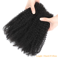 Cheveux Afro Kinky Bulk Remy 10 pouces 30g 100% cheveux humains naturels # Extensions de cheveux Micro-Link couleur 1b, qualité 12A (30g par paquet)