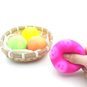 Wholesale Pink Green Emojiball TPR Soft Rubber Flour <b>Squeeze</b> Toy Stress Relief <b>Ball</b> 6cm 55g Custom Logo - Product Image 4