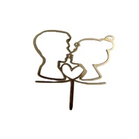 Ligne acrylique Art amoureux Couple visage gâteau Topper joyeux anniversaire mariage saint valentin gâteau décoration fournitures