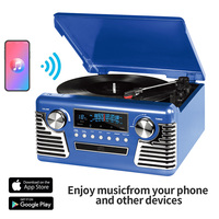 Gramophone classique multifonction à 3 vitesses, Bluetooth, vintage, ancien lecteur de disques vinyles, radio AM/FM, phonographe