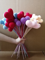 Bouquet de coeur tricoté artificiel fait à la main laine tissage Crochet fleurs pour cadeau décor de mariage à la maison