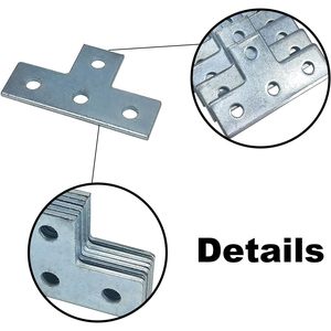 MISA Single-Side T Shaped Metal Steel Connector <b>Bracket</b> Zinc Plated 4 Hole 1-5/8 in Strut Channel Fit for 1/2 in Bolt 6 Pack - Product Image 3