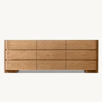Ensemble de meubles de chambre à coucher de style américain en chêne naturel vieilli, commodes en bois à 9 tiroirs
