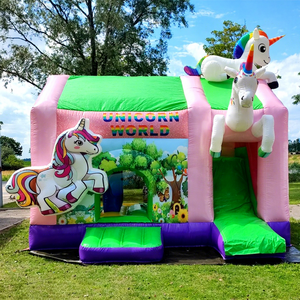 Château gonflable commercial pour fêtes d'<span class=keywords><strong>anniversaire</strong></span> d'enfants, château gonflable <span class=keywords><strong>licorne</strong></span> avec toboggan, Aufblasbare Einhorn-Hupfburg - Product Image 1