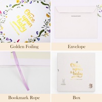 Livre de souvenirs pour bébé personnalisé avec couverture en papier B5, reliure rigide, dorure à chaud, impression couleur, avec boîte