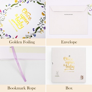 Livre de souvenirs pour bébé personnalisé avec couverture en papier B5, reliure rigide, dorure à chaud, impression couleur, avec boîte - Product Image 2