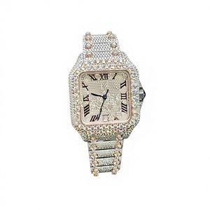 Iced VVS Moissanite <b>Mechanical</b> <b>Watch</b> Square Heavy Stainless Steel High Shine Bling Rapper Style 10 Bar Water Resistant Fully - Product Image 1
