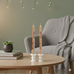 Bougies coniques florales artisanales - Bougies décoratives élégantes (Lot de 2) Décoration intérieure Mariages Noël Ambiance minimaliste pour bureaux - Product Image 2