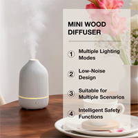 Diffuseur d'huiles essentielles ultrasonique de table électrique à livraison rapide avec plusieurs modes d'éclairage et garantie d'un an