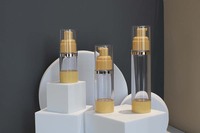 Bouteille cosmétique jaune de 50 ml bouteille pompe cylindre sans air recharge unique bouteille sans air en verre