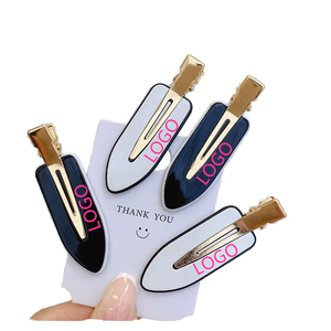 Barrettes à <span class=keywords><strong>cheveux</strong></span> sans pli personnalisables avec logo, blanches et noires, barrettes plates en acétate <span class=keywords><strong>pour</strong></span> le maquillage, sans pli, <span class=keywords><strong>pour</strong></span> <span class=keywords><strong>cheveux</strong></span> - Product Image 1
