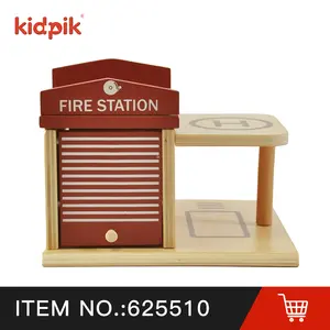 Kidpik ชุดของเล่นไม้เพื่อการศึกษาสำหรับเด็กเรียนรู้สถานีดับเพลิงของเล่นตัวต่อ