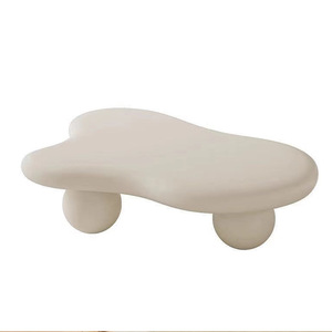 Mesa de Centro Creativa Moderna de Piedra Crema con Patas Redondas, Estilo Nube, para Apartamentos Pequeños, Sala de Estar, Estructura de Madera Moderna, Modelo Nuevo Mu Te B85 - Product Image 4