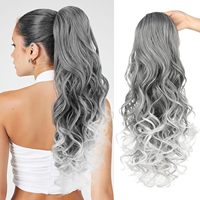 Perruque queue de cheval longue ondulée avec cordon de serrage pour femme, marron et blonde, longue queue de cheval bouclée, nouveau produit transfrontalier