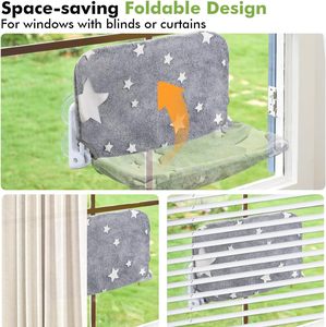 Sang trọng mèo cửa sổ cá rô có thể gập lại không dây kim loại khung vật nuôi võng giường Glow Dark trong nhà nghỉ ngơi chỗ ngồi phát sáng sao - Product Image 6