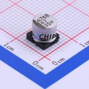 Condensador Electrolítico de Aluminio SMD BXA35V47M6.3*6 6.3TP, D6.3xL6mm 47uF 20% 35V 230mA-100kHz - Product Image 1