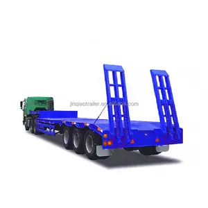 Excavator Transport 3 Axles Lowboy Deck Container Gooseneck Semi Trailer Trucks 100 Ton Lowbed Truck Trailers