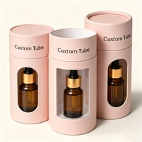 Tube en carton kraft rond personnalisé avec logo imprimé, boîte cylindrique en carton avec fenêtre en PVC pour l'emballage d'huiles cosmétiques