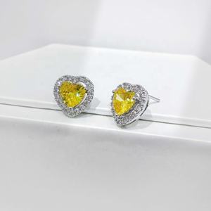 Precio de fábrica, pendientes pequeños de plata de ley 925 con circonitas de colores, joyería fina, pendientes de corazón con circonita para mujer. - Product Image 2