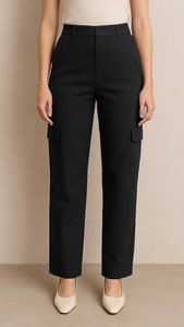 กางเกงคาร์โก้เข้ารูปปกติผ้าปักลายทนทานเป็นมิตรกับสิ่งแวดล้อมสีดำขนาด S M L XL XXL - Product Image 4