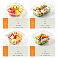 Boîte à fruits en plastique PET transparente personnalisée, plateau rond à 3 compartiments avec couvercle en dôme, emballage transparent de qualité alimentaire jetable, vente en gros