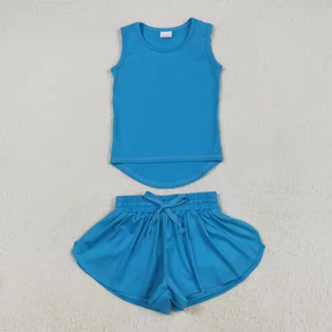 Conjunto Deportivo de Dos Piezas para Niños Pequeños, Ropa Deportiva sin Mangas, Color Sólido, Estilo Yoga - Product Image 5