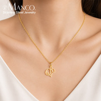 EMANCO Collier minimaliste chic avec initiale en forme de cœur, lettre manuscrite, chaîne à maillons en acier inoxydable doré/argenté, pour femme, idéal pour les soirées et la mode